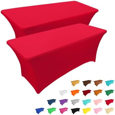 2 Pack 6FT Table Cloth for Rectangular Fitted Events Stretch Black Table Covers Washable Table Cover Spandex Tablecloth Table Protector for Party, Wedding, Cocktail, Banquet, Festival - Medaid International
