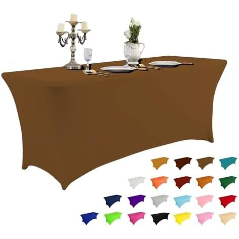 2 Pack 6FT Table Cloth for Rectangular Fitted Events Stretch Black Table Covers Washable Table Cover Spandex Tablecloth Table Protector for Party, Wedding, Cocktail, Banquet, Festival - Medaid International