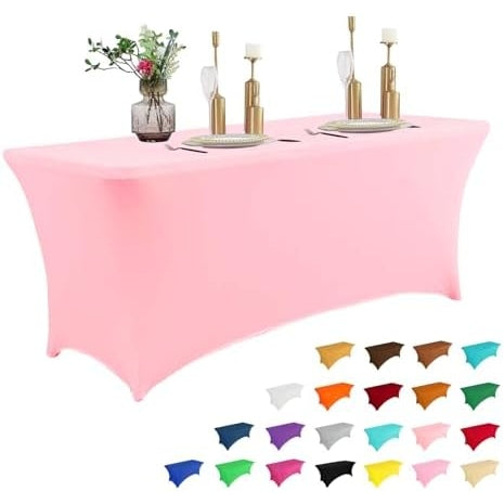2 Pack 6FT Table Cloth for Rectangular Fitted Events Stretch Black Table Covers Washable Table Cover Spandex Tablecloth Table Protector for Party, Wedding, Cocktail, Banquet, Festival - Medaid International