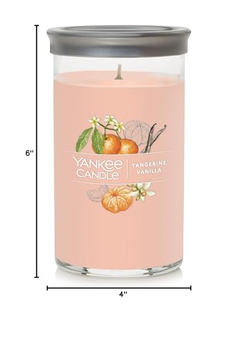 Yankee Candle Medium Pillar Scented Candle with up to 115 Hour Burn Time, Premium Plant Wax Blend for Consistent Burn, 14.25 oz Pillar Candle with Room Filling Fragrance, Tangerine & Vanilla - Medaid International