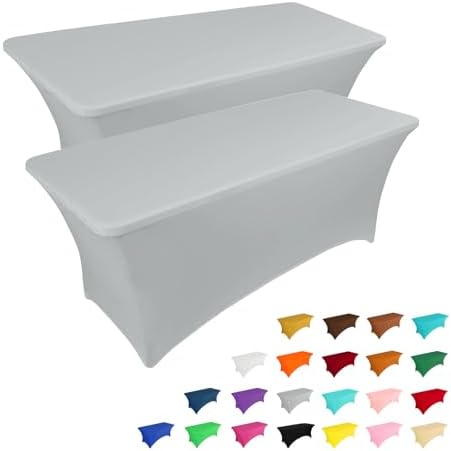 2 Pack 6FT Table Cloth for Rectangular Fitted Events Stretch Black Table Covers Washable Table Cover Spandex Tablecloth Table Protector for Party, Wedding, Cocktail, Banquet, Festival - Medaid International