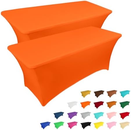 2 Pack 6FT Table Cloth for Rectangular Fitted Events Stretch Black Table Covers Washable Table Cover Spandex Tablecloth Table Protector for Party, Wedding, Cocktail, Banquet, Festival - Medaid International