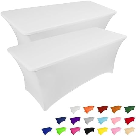 2 Pack 6FT Table Cloth for Rectangular Fitted Events Stretch Black Table Covers Washable Table Cover Spandex Tablecloth Table Protector for Party, Wedding, Cocktail, Banquet, Festival - Medaid International