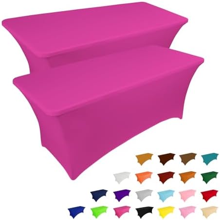 2 Pack 6FT Table Cloth for Rectangular Fitted Events Stretch Black Table Covers Washable Table Cover Spandex Tablecloth Table Protector for Party, Wedding, Cocktail, Banquet, Festival - Medaid International