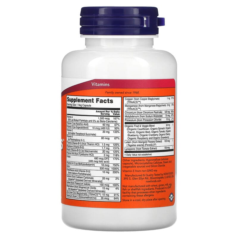 NOW Foods, Daily Vits, Multi Vitamin & Mineral, 120 Veg Capsules - Medaid International