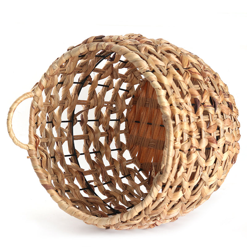 39 CM Multipurpose Handmade Rattan Woven Round Storage Basket with Handles Organizer Baskets for Living Room Bedroom Nursery Laundry - Medaid International