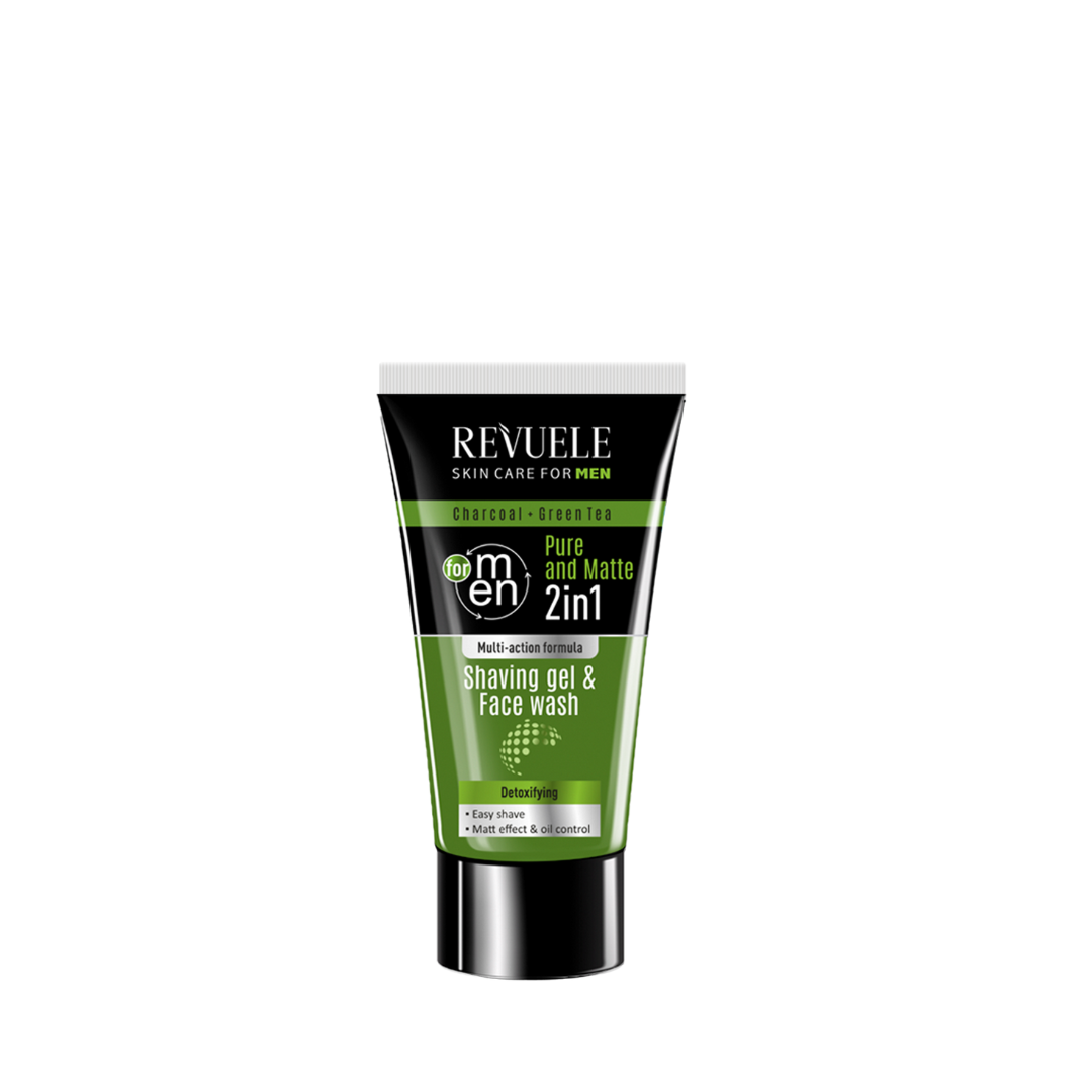 Revuele Men Care Charcoal And Green Tea Shaving Gel And Face Wash 2 In 1 180ml - Medaid International