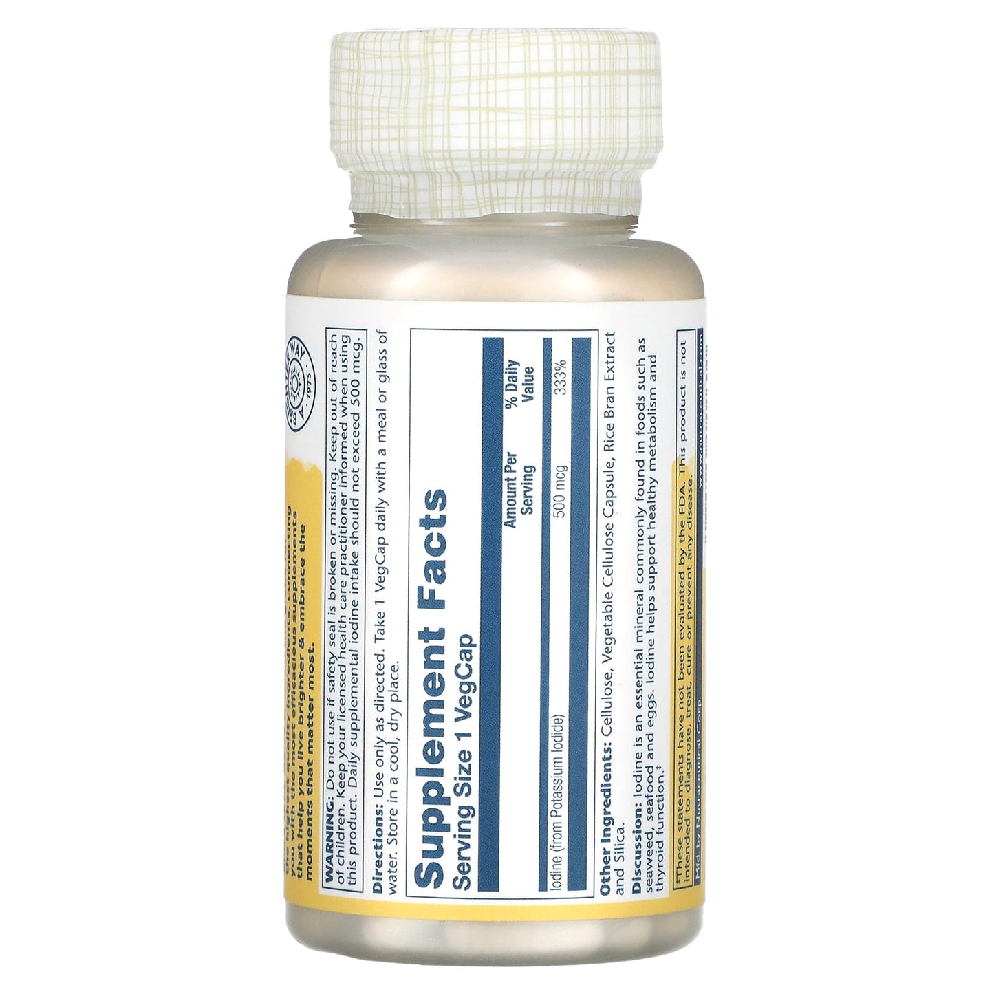Solaray, Iodine, 500 mcg, 30 VegCaps - Medaid International