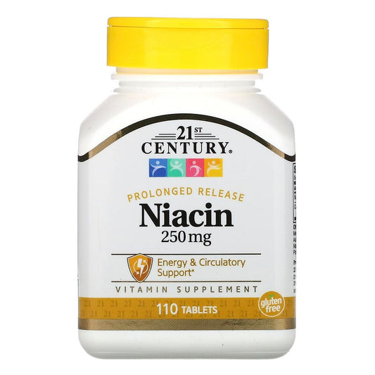 21st Century, Niacin, Prolonged Release, 250 mg, 110 Tablets - Medaid International
