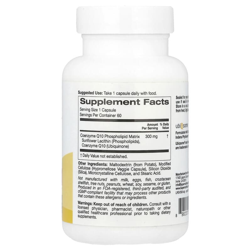 Super Nutrition, CoQ10 Phytosome, 300 mg, 60 Veggie Capsules - Medaid International