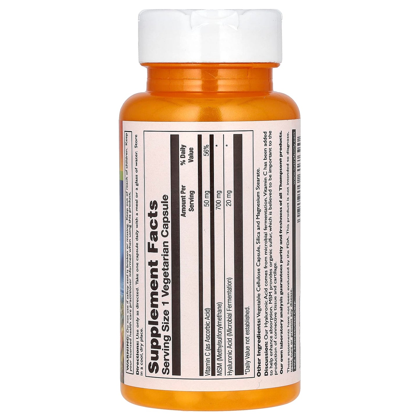 Thompson, Hyaluronic Acid MSM, 30 Vegetarian Capsules - Medaid International