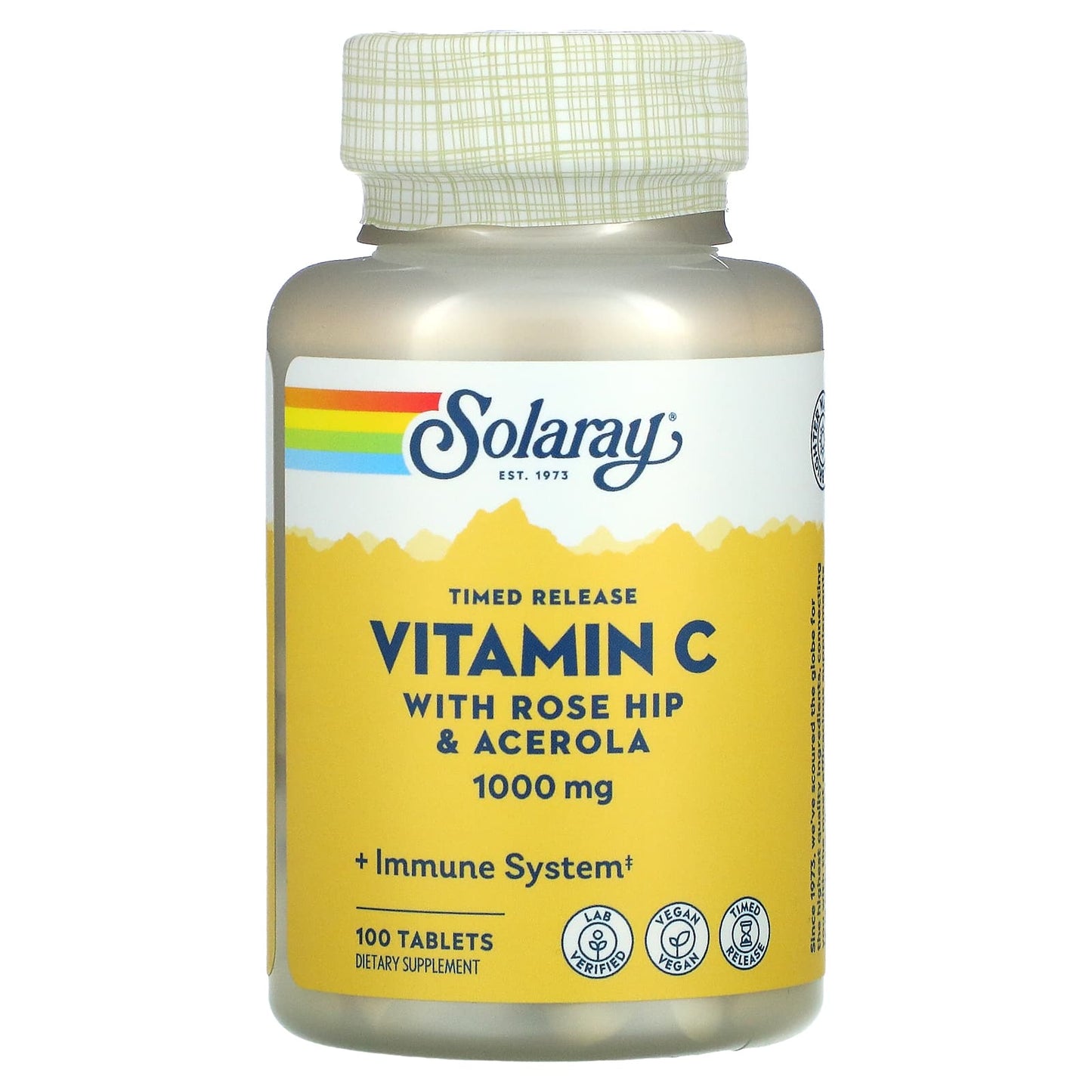 Solaray, Timed Release Vitamin C with Rose Hip & Acerola, 1,000 mg, 100 Tablets - Medaid International