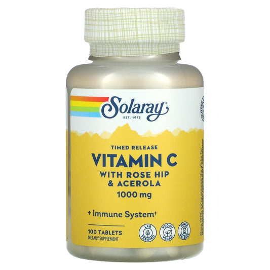 Solaray, Timed Release Vitamin C with Rose Hip & Acerola, 1,000 mg, 100 Tablets - Medaid International
