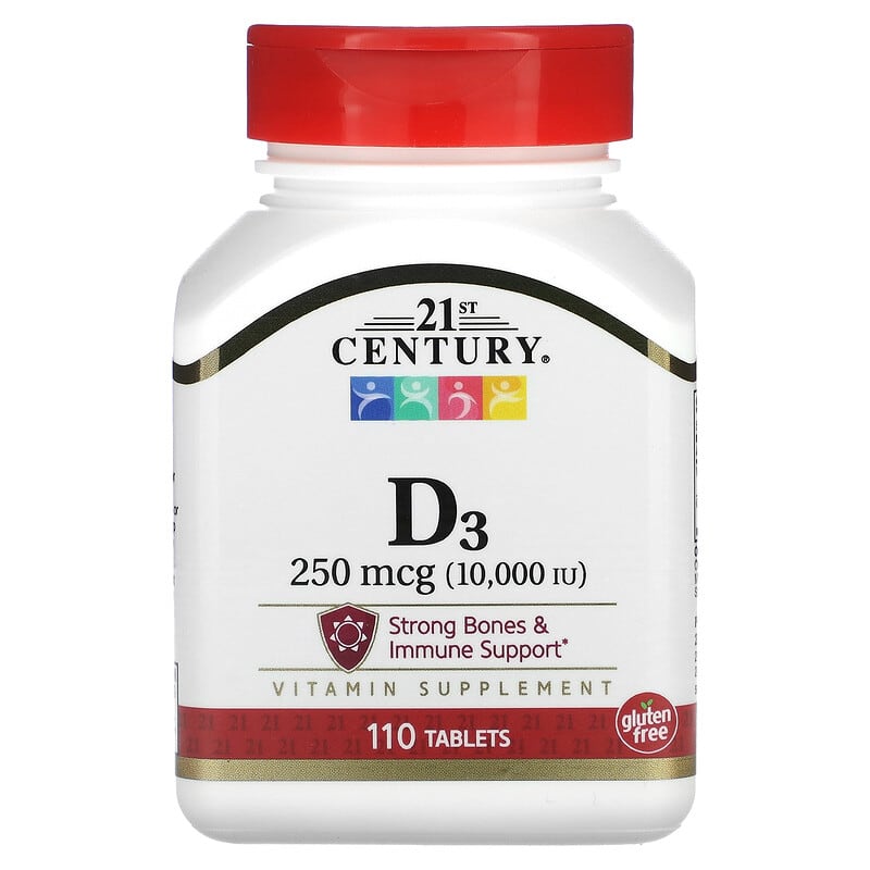 21st Century, Vitamin D3, 250 mcg (10,000 IU), 110 Tablets - Medaid