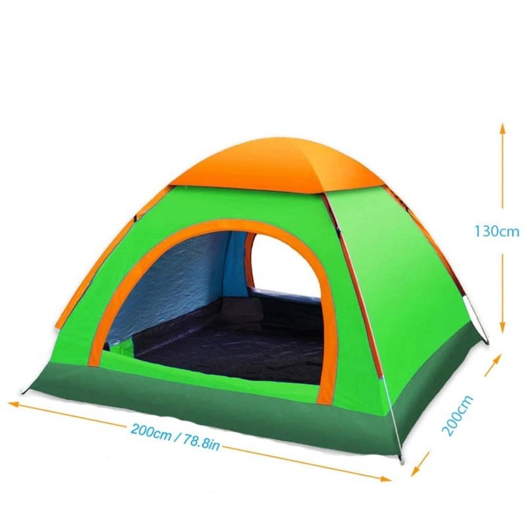 Automatic Pop-Up Tent – Double Door, Single Layer, Waterproof & Windproof for Outdoor Camping with Carry Bag – Green - Medaid International