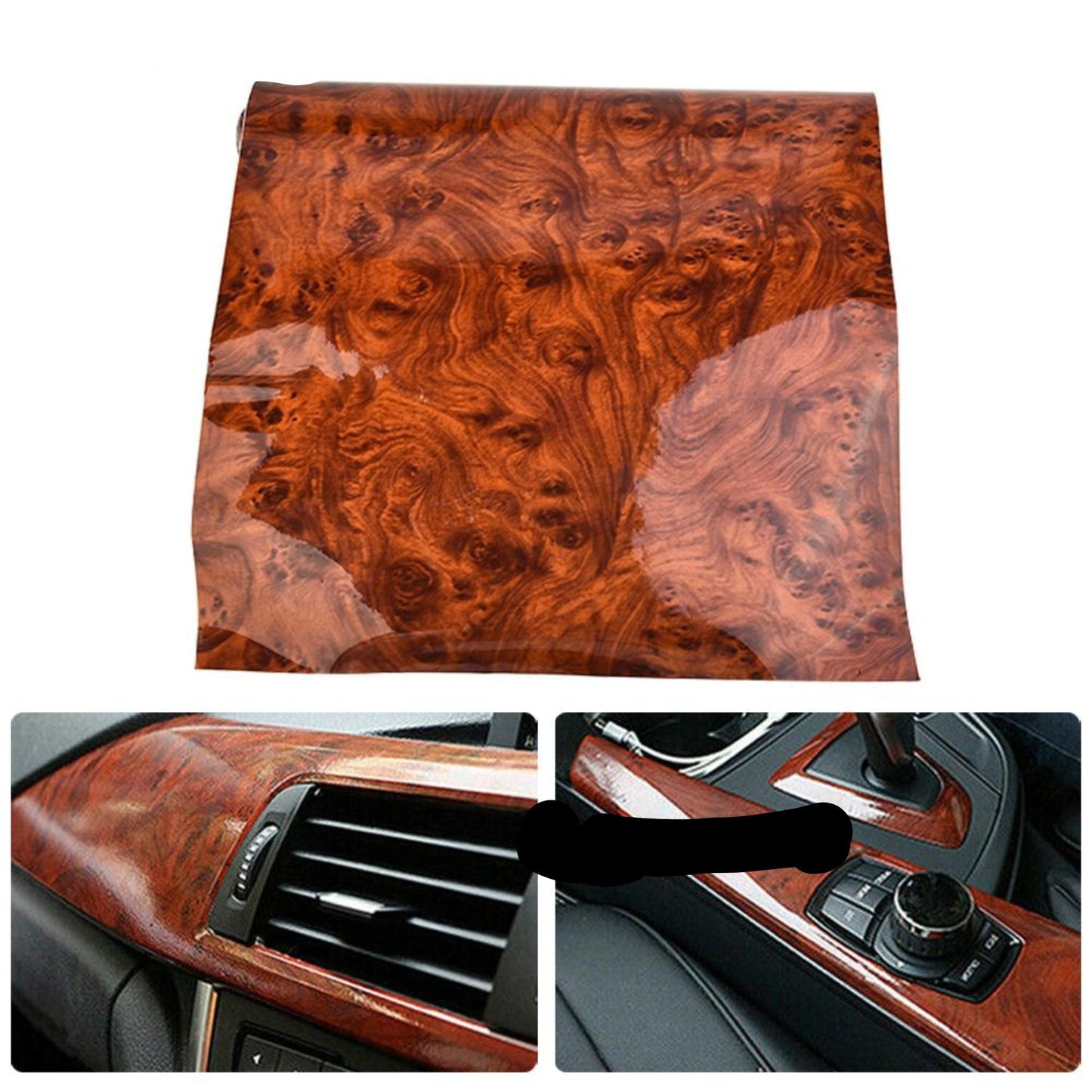 High Gloss Car Sticker Waterproof Car Interior Adhesive Wood Grain Film - Medaid International