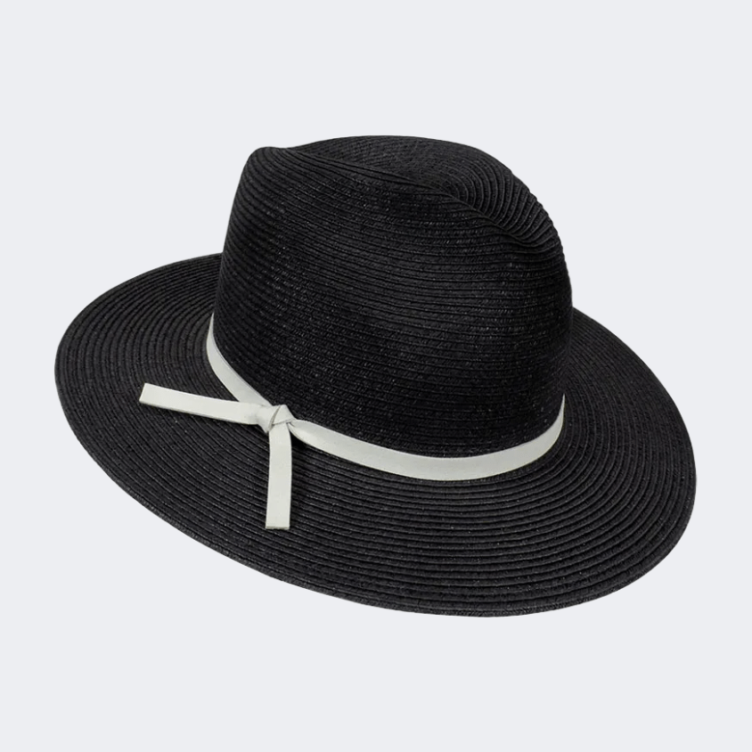 Stamion Fedora Ribbon Leather Strap Men Beach Hat Black/Light Grey - Medaid International