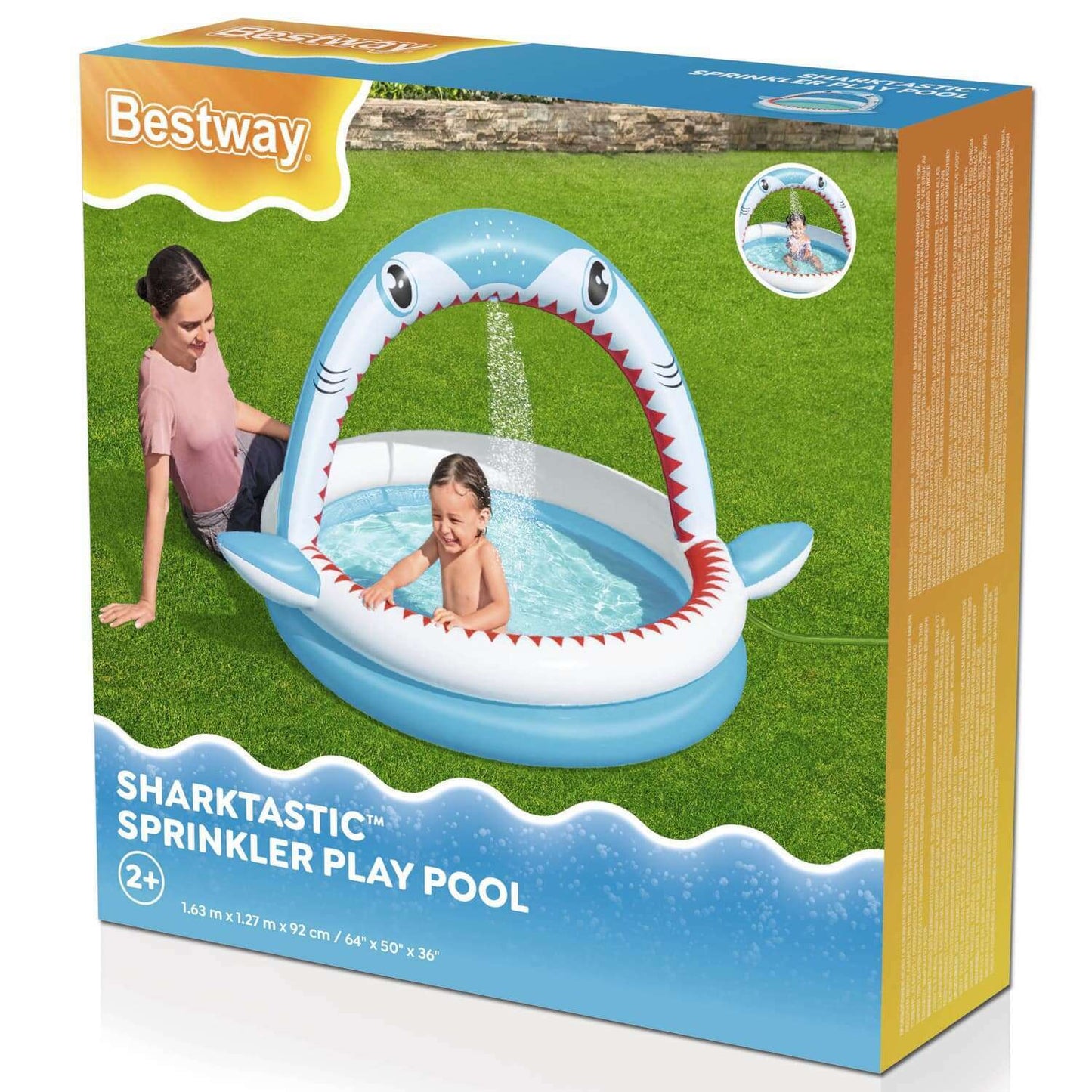 Sharktastic Sprinkler Play Pool 163x127x92cm - Medaid International