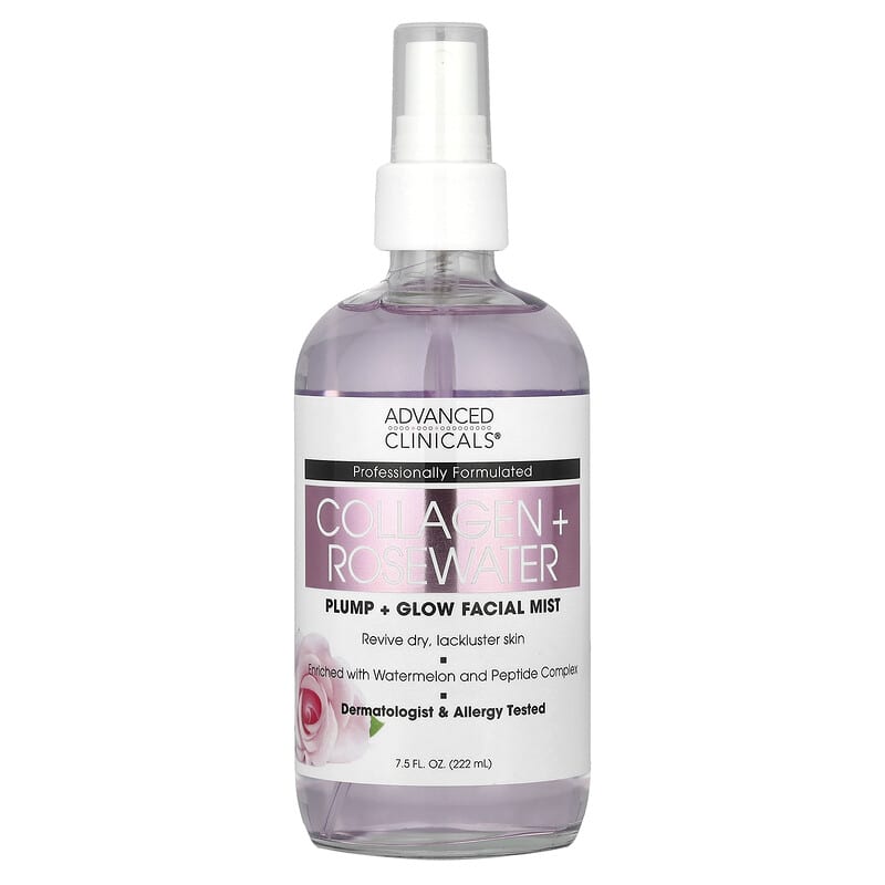 Advanced Clinicals, Collagen + Rosewater, Plump + Glow Facial Mist, 222 ml - Medaid International