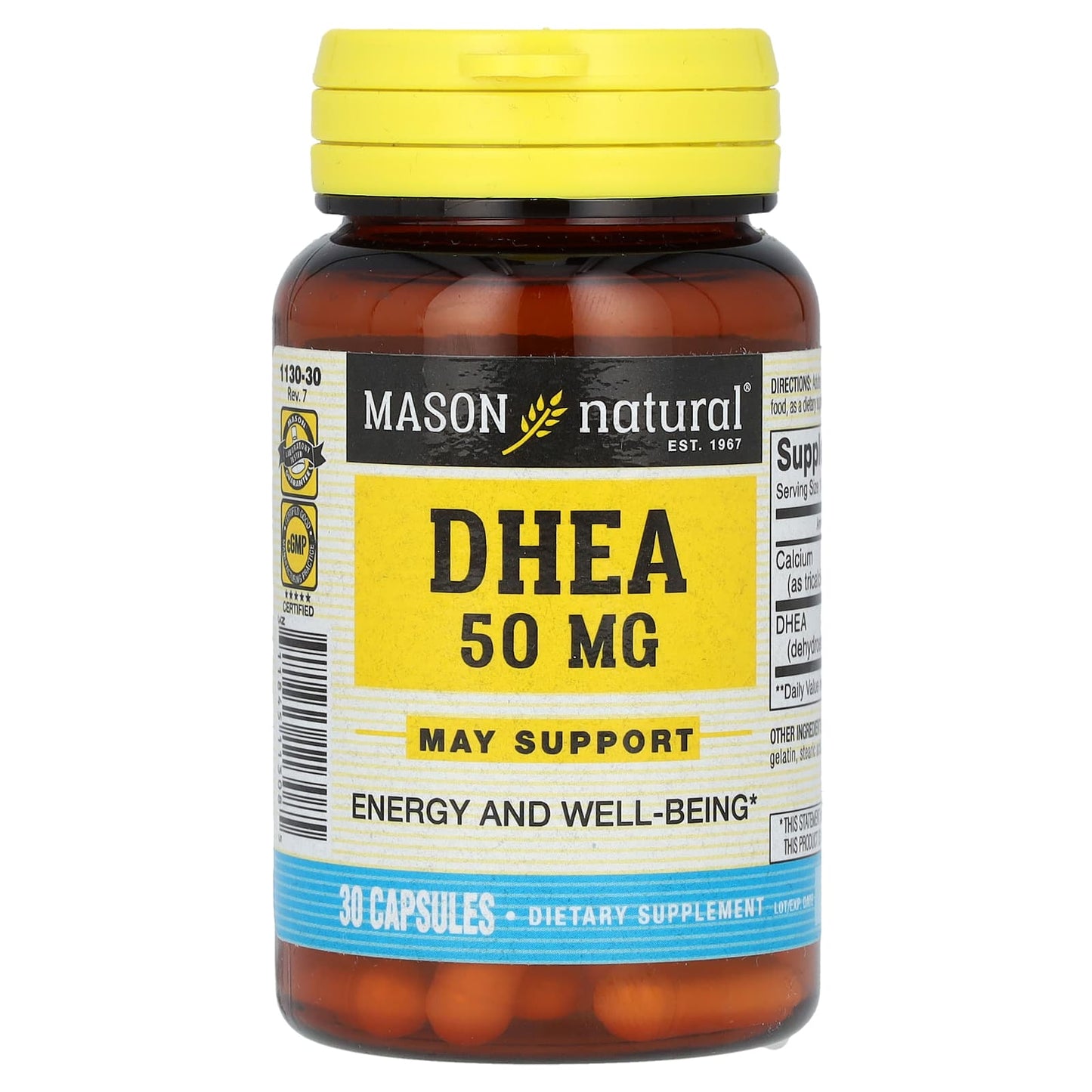 Mason Natural, DHEA, 50 mg, 30 Capsules - Medaid International