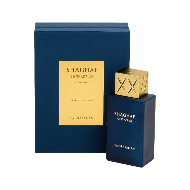 Swiss Arabian Shaghaf Oud Azraq, Limited Edition - Luxury Products From Dubai - Long Lasting and Addictive EDP Spray Fragrance - Seductive, Signature Aroma - Luxurious Scent of Arabia - 2.5 oz - Medaid International