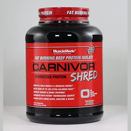MuscleMeds Carnivor Shred Fat Burning Hydrolized Beef Protein Isolate, 0 Lactose, 0 Sugar, 0 Fat, Chocolate, 4.35 lbs - Medaid International
