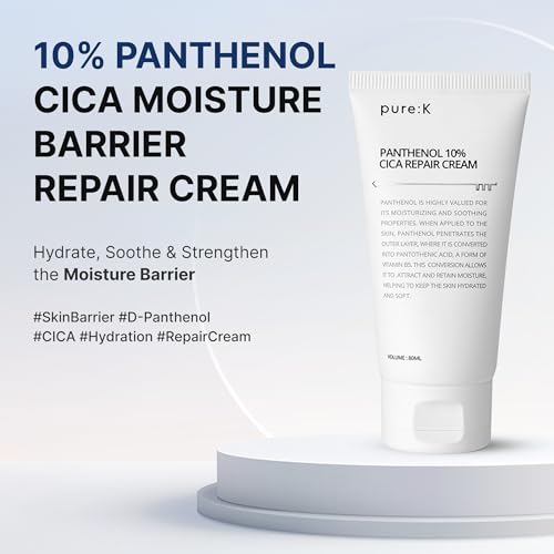 Panthenol 10% Cica Repair Cream, Hydrating Post-Acne Face Moisturizer for Sensitive Skin Barrier Repair, Korean Skincare (2.7 Fl Oz / 80ml)|B0DYY1KVPP