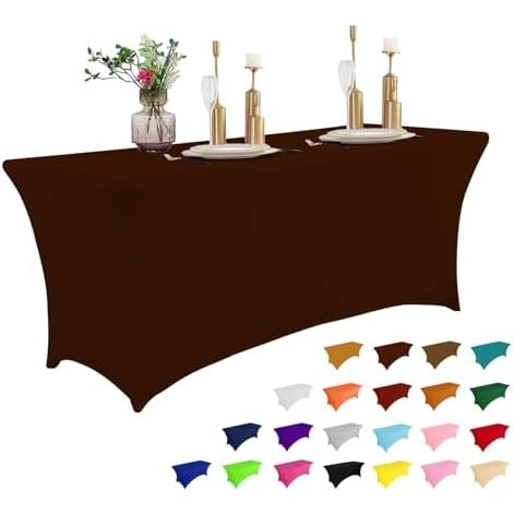 2 Pack 6FT Table Cloth for Rectangular Fitted Events Stretch Black Table Covers Washable Table Cover Spandex Tablecloth Table Protector for Party, Wedding, Cocktail, Banquet, Festival - Medaid International