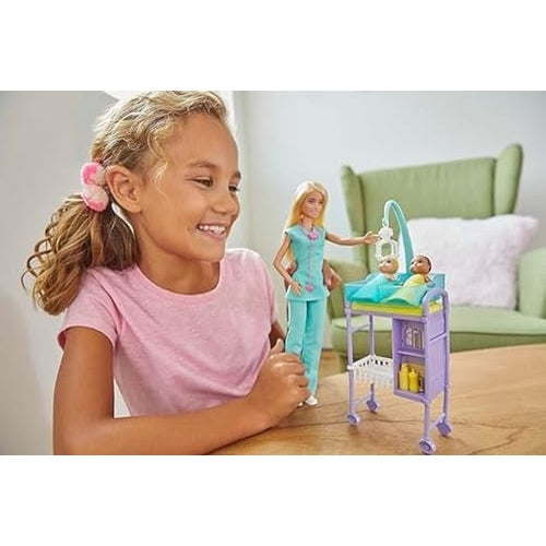 Barbie Baby Doctor Playset with Blonde Doll, 2 Infant Dolls, Toy Pieces - Medaid