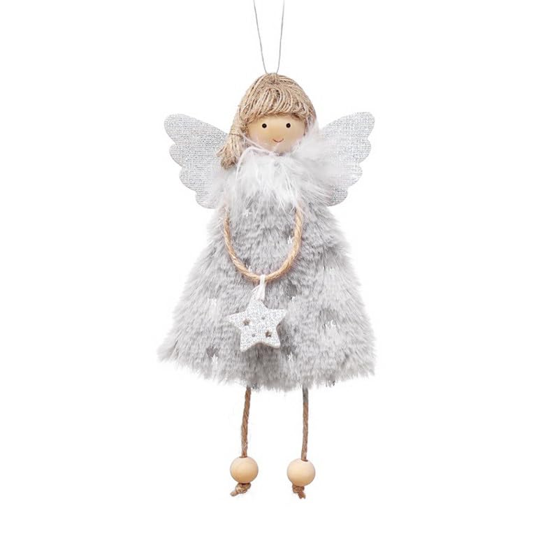 Christmas Velvet Angel Doll Hanging Ornament Xmas Tree Home Decoration Pendent Cartoon Plush Fairy Decorative Pendants Gray 16 * 10 * 3cm - Medaid International