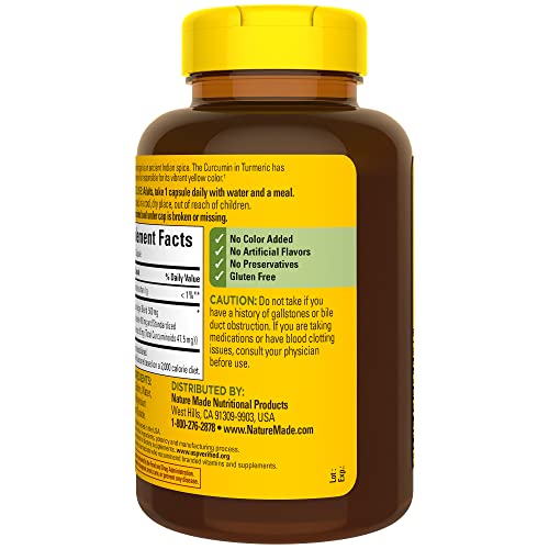 Nature Made Turmeric Curcumin 500 mg, Herbal Supplement for Antioxidant Support, 120 Capsules, 120 Day Supply - Medaid International