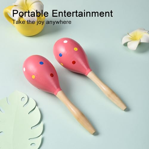 TDOCK Maracas for Adults Kids Babies, Wooden Maracas Shaker Musical Instrument, Pink - Medaid International