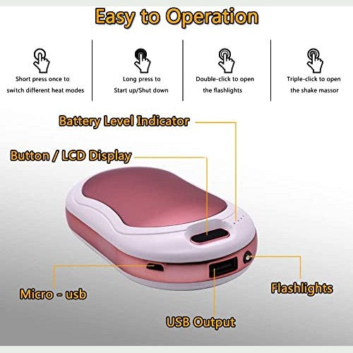 Comblu - Rechargeable 10000mAh Hand Warmers with Temperature Display, 3 Heat Levels
