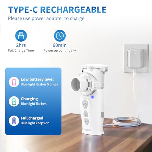 Feellife - Portable Nebuliser for Adults & Kids, Rechargeable, Silent, Easy to Clean
