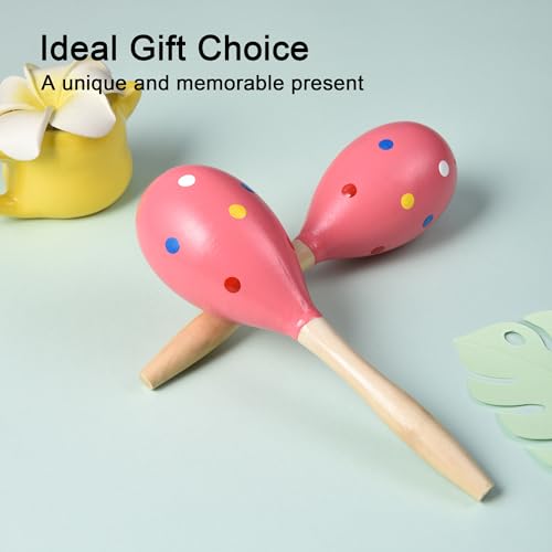 TDOCK Maracas for Adults Kids Babies, Wooden Maracas Shaker Musical Instrument, Pink - Medaid International