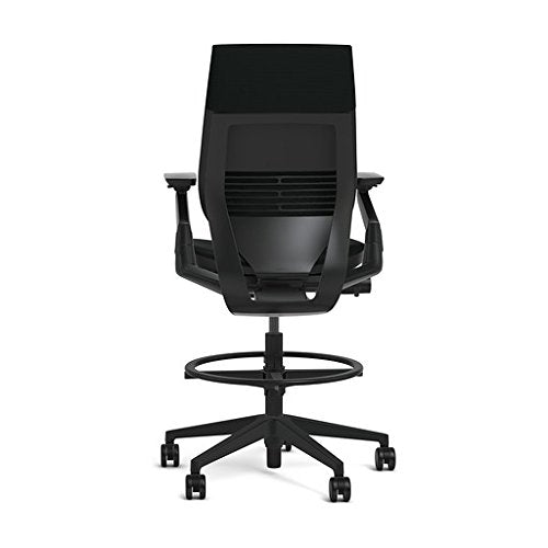 Steelcase Gesture 442 Stool Chair - Dove Grey Elmosoft Leather, Wrapped Back, Dark on Dark Frame - Medaid International