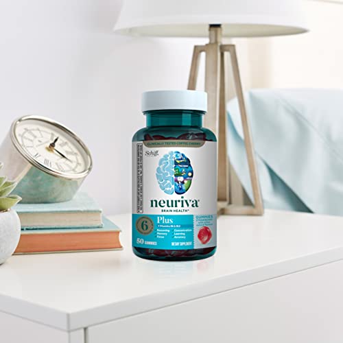 NEURIVA Plus Brain Supplement for Memory,Focus & Concentration+Cognitive Function with Vitamins B6 & B12 and Clinically Tested Nootropics Phosphatidylserine and Neurofactor,50ct Strawberry Gummies - Medaid International
