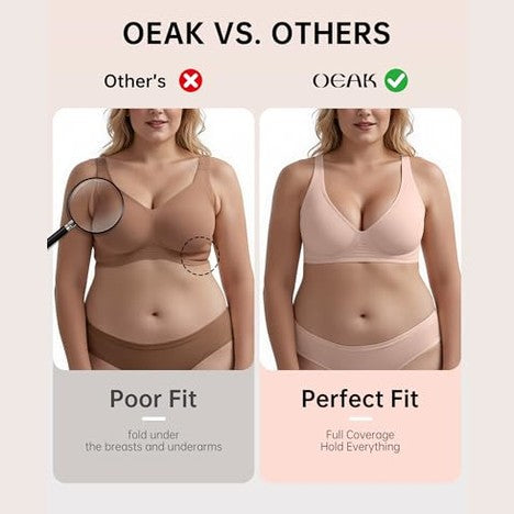 OEAK Womens Deep V Bras Wireless Comfortable Bra Supportive No Underwire Bras Tshirt Push Up Bralettes Plunge Seamless Bra|B0D8FJVTBG