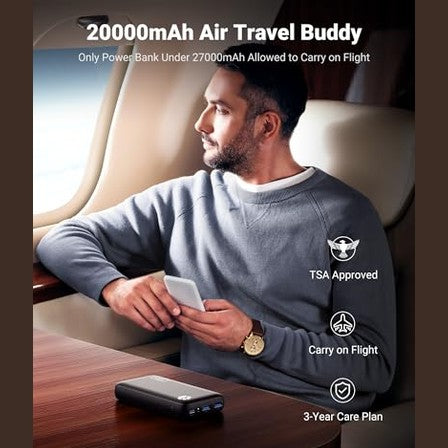 Iniu - 22.5W PD QC 20000mAh USB C Power Bank, Fast Charging, 3 Outputs