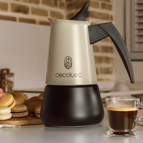 Cecotec - Piccolina 900 Italian Coffee Machine, 450 ml, Elegant Steel Design, Suitable for All Surfaces