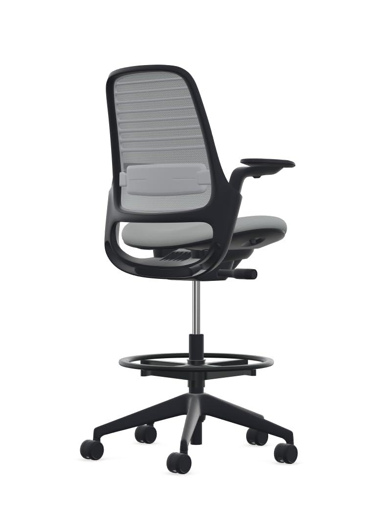 Steelcase Series 1 Stool Chair, Graphite Frame with 3D Microknit Fabric (Nickel) - Medaid International