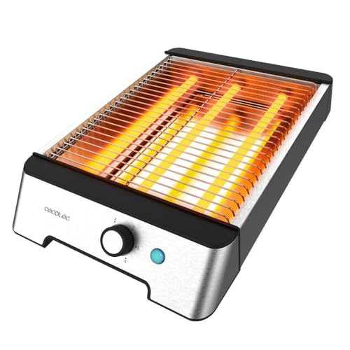 Cecotec - NiceSlice Horizontal Flat Toaster, 1000W, 3 Quartz Resistors, 6 Toasting Levels