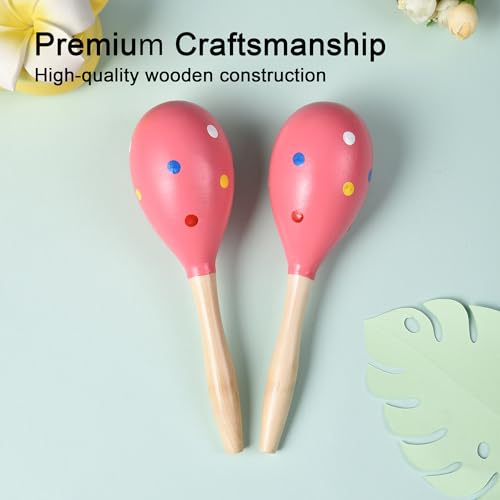 TDOCK Maracas for Adults Kids Babies, Wooden Maracas Shaker Musical Instrument, Pink - Medaid International