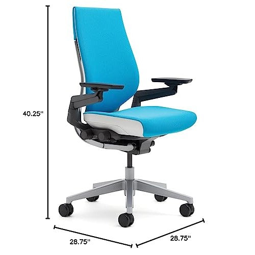 Steelcase Gesture Office Chair - Cogent Connect Scarlet Red Upholstered Wrapped Back Black Frame Medium Seat Black Seat/Back/Arms Hard Floor Caster Wheels - Medaid International