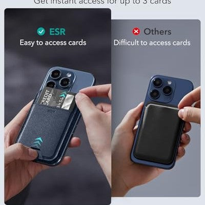 Esr - Magnetic Wallet for iPhone 15/14/13/12, Adjustable Stand, 3 Card Holder, Vegan Leather