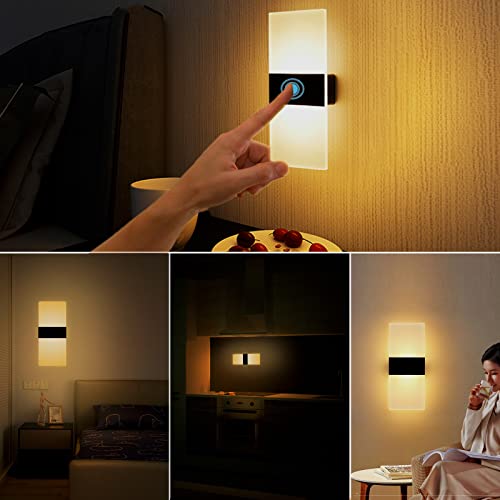 Vomi - Battery Operated Wall Sconce Lights, USB Rechargeable, Touch Control, Set of 2