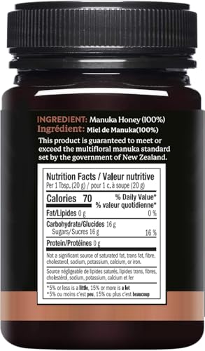 100% Pure New Zealand Honey - MGO 70+ Monofloral Mānuka Honey, 100% Pure New Zealand Raw Mānuka, 17.6 Ounce (500g) (Pack of 1) - Medaid International