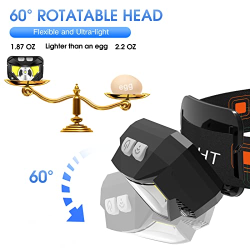 LHKNL Headlamp Flashlight, Lumen Ultra-Light Bright LED Rechargeable Headlight with White Red Light, 2-Pack Waterproof Motion Sensor Head Lamp,8 Modes for Outdoor Camping Running Hiking Fishing|B08D66HCXW