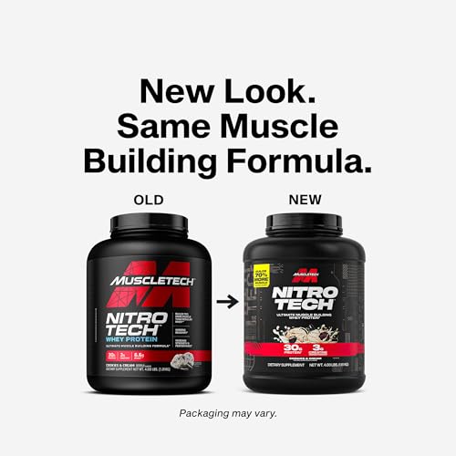 Whey Protein Powder | MuscleTech Nitro-Tech Whey Protein Isolate & Peptides | Lean Protein Powder for Muscle Gain | Muscle Builder for Men & Women | Sports Nutrition | Cookies and Cream, 4lb (40 Serv) - Medaid International