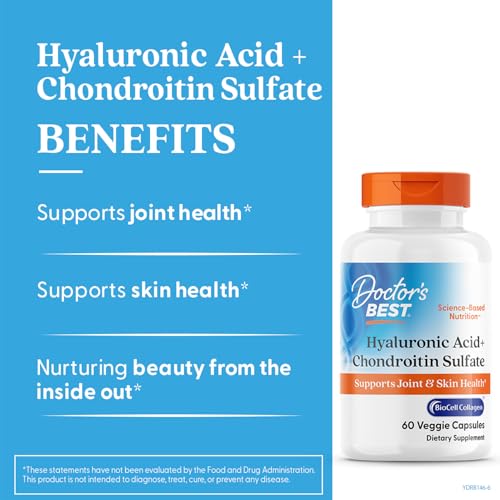 Doctors Best Hyaluronic Acid+ Chondroitin Sulfate, Supports Joint & Skin Health, Non-GMO, Gluten Free, Soy Free 60 Veggie Capsules - Medaid International